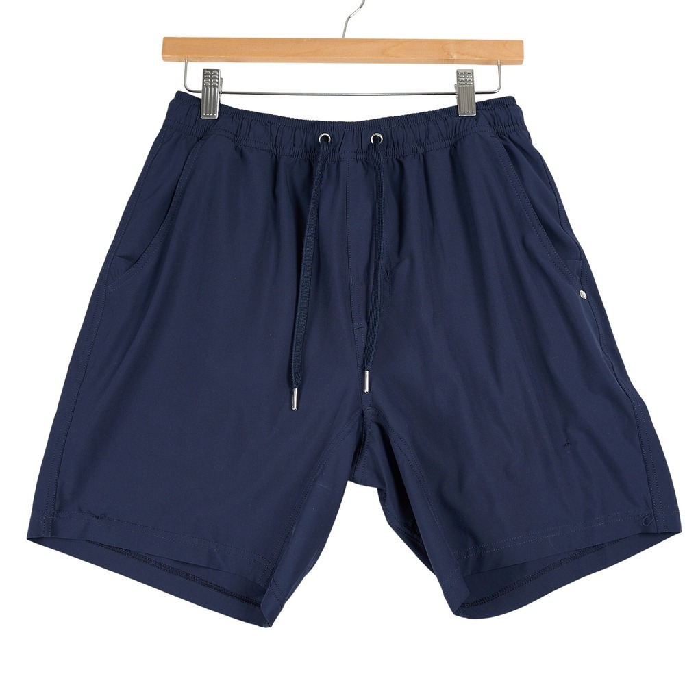 Quince Mens Navy Blue Active Performance Shorts Small Drawstring Elastic Waist